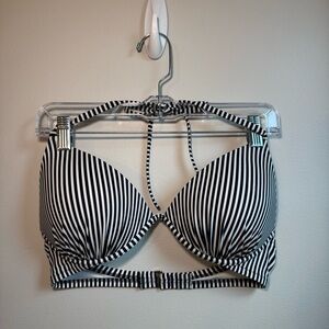 Shade & Shore Striped Swim Top Black White Women's 36C (A1003)